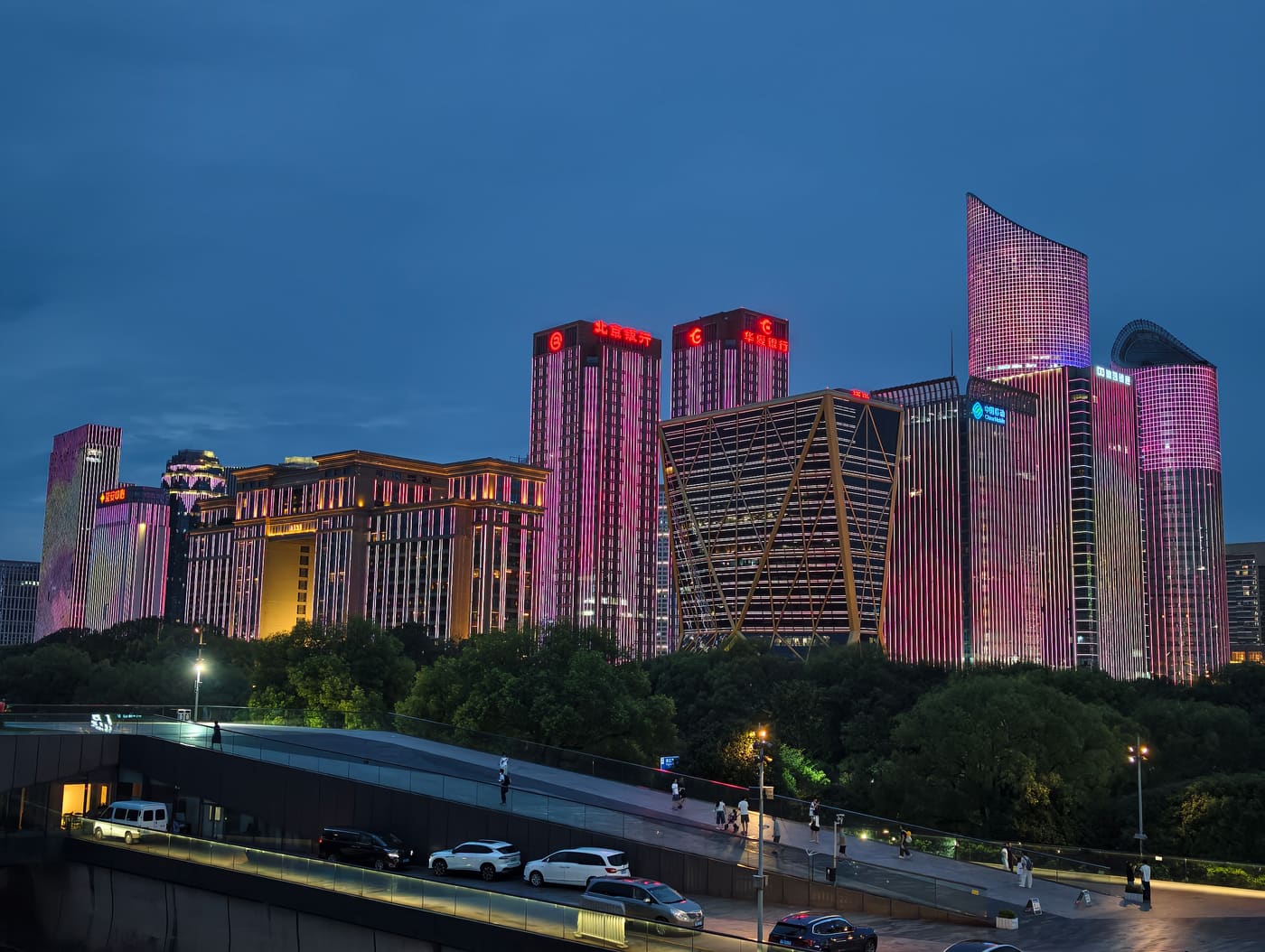 杭州城市阳台夜景旅行照片