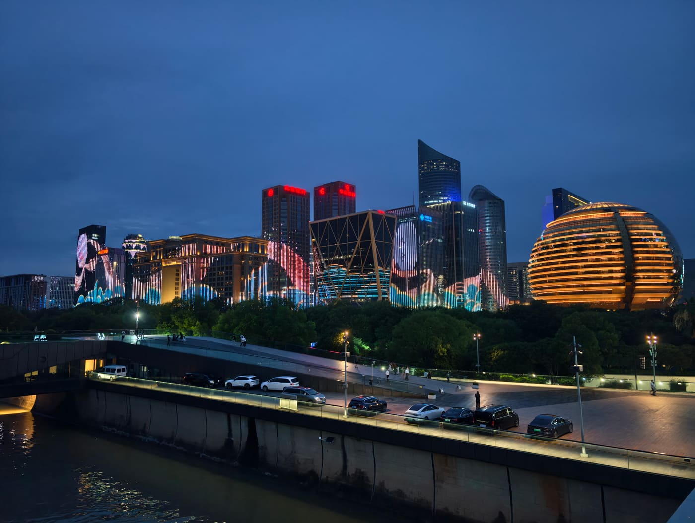 杭州城市阳台夜景旅行照片